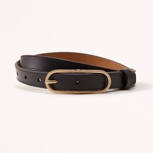 Black Leather Belt with Gold Buckle Abercrombie & Fitch